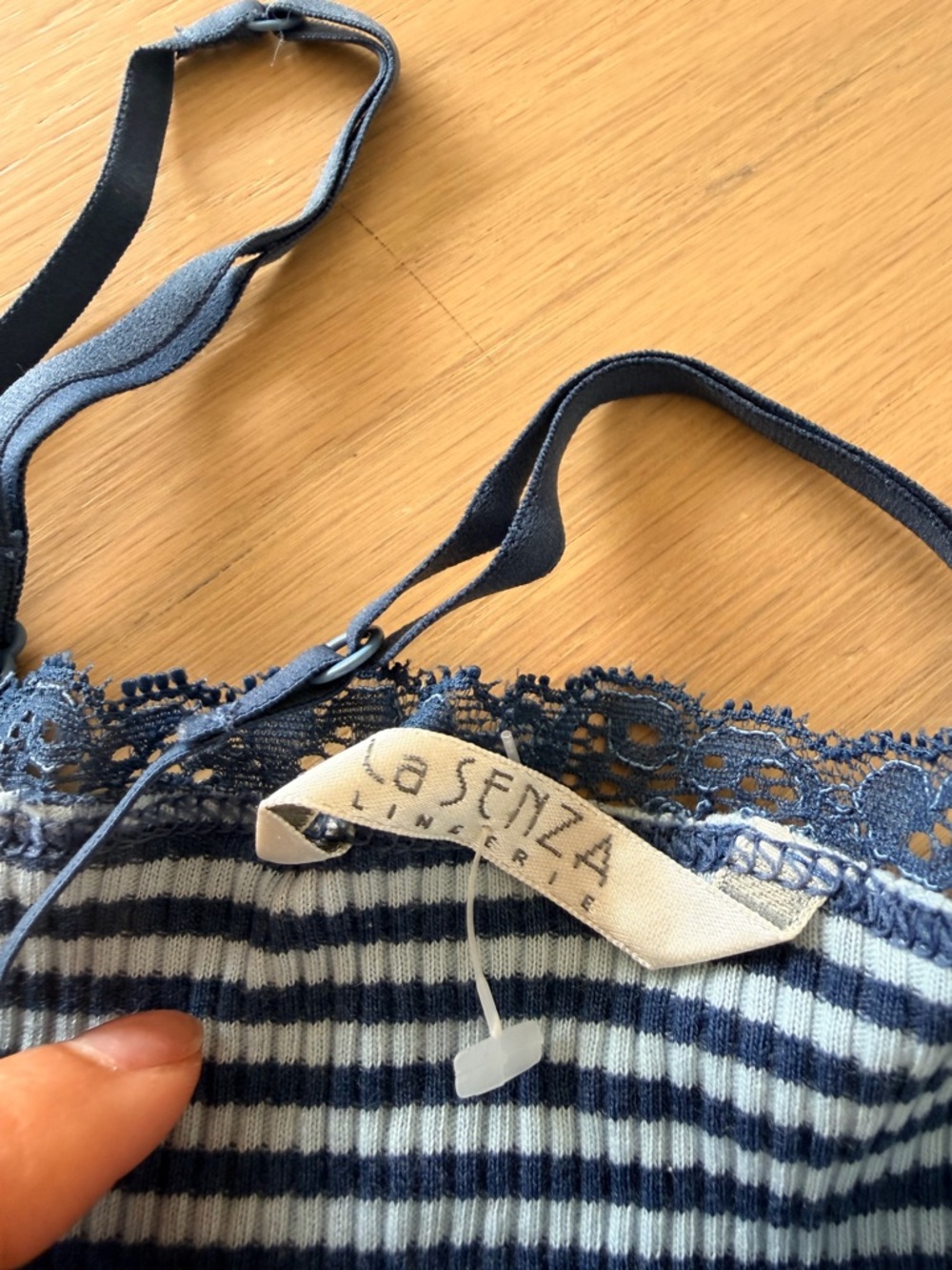 La SENZA Navy & White Striped Lace-Trim Cami and Shorts Set - Picture 6 of 8